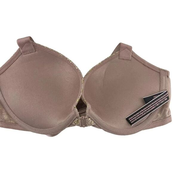 Victoria's Secret Very Sexy Shimmer Metallic Lace Dusty Mauve Push-Up Bra Size 3 - Picture 2 of 6